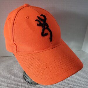 Browning Safety 3D Strapback Baseball Hat Cap Blaze Orange Buckmark Logo Hunting